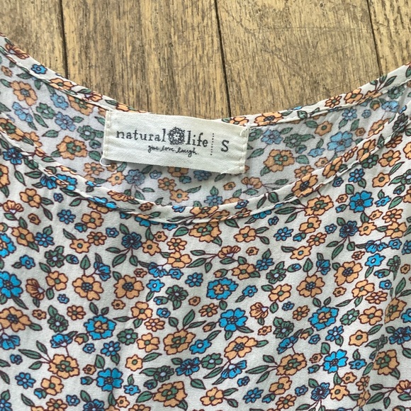 NATURAL LIFE..Floral, adjustable spaghetti-strap jumper with pockets! Sz Small - Picture 2 of 9